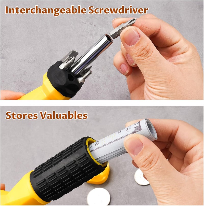 NiHome Screwdriver Diversion Safe, Hidden Storage Container for Cash, Steel Construction with Discreet Hollow Interior & Twist-Off Handle, Realistic Portable Secret Safe for Home and Travel Security - Image 3